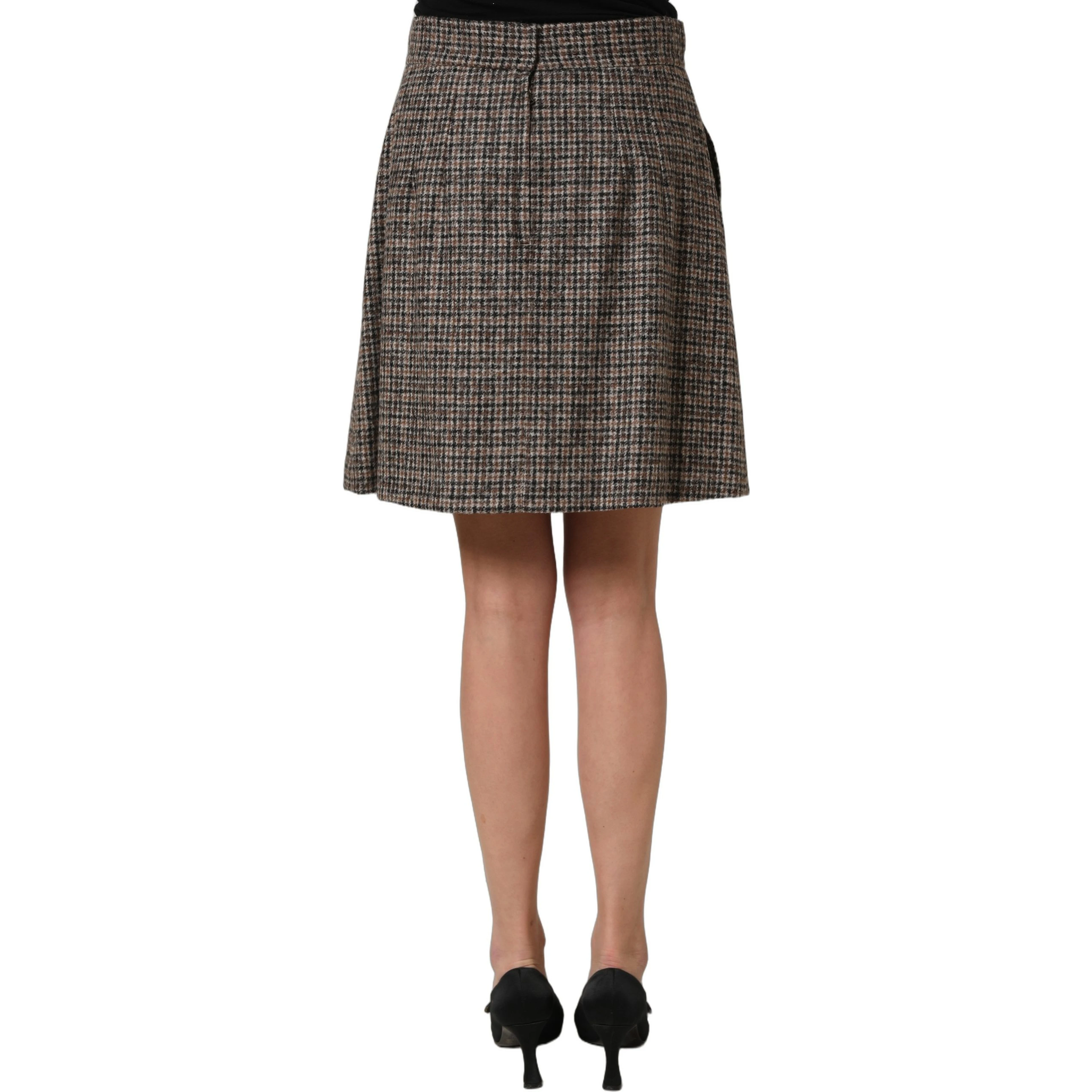 Brown Tweed High Waist A-line Mini Skirt