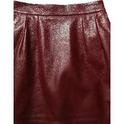 Burgundy Leather High Waist Pencil Midi Skirt