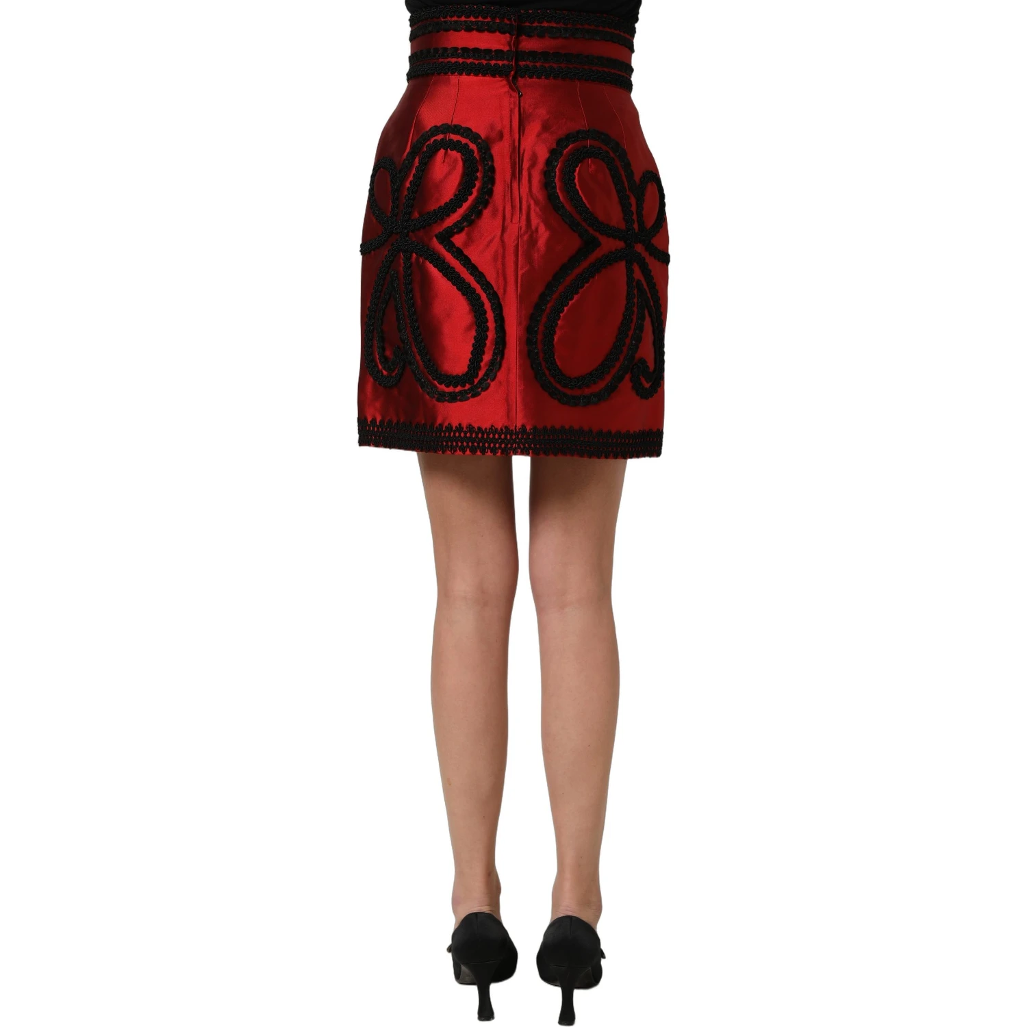 Red Soutache Embroidery A-line Mini Skirt