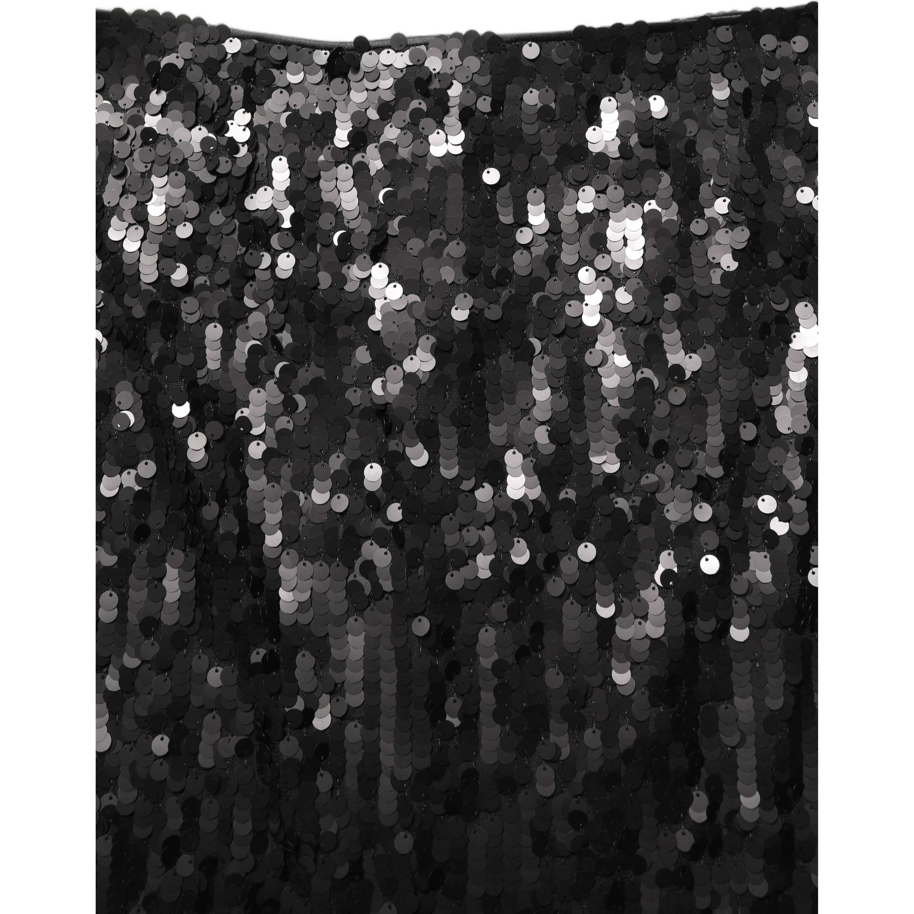 Black Sequin High Waist Pencil Midi Skirt