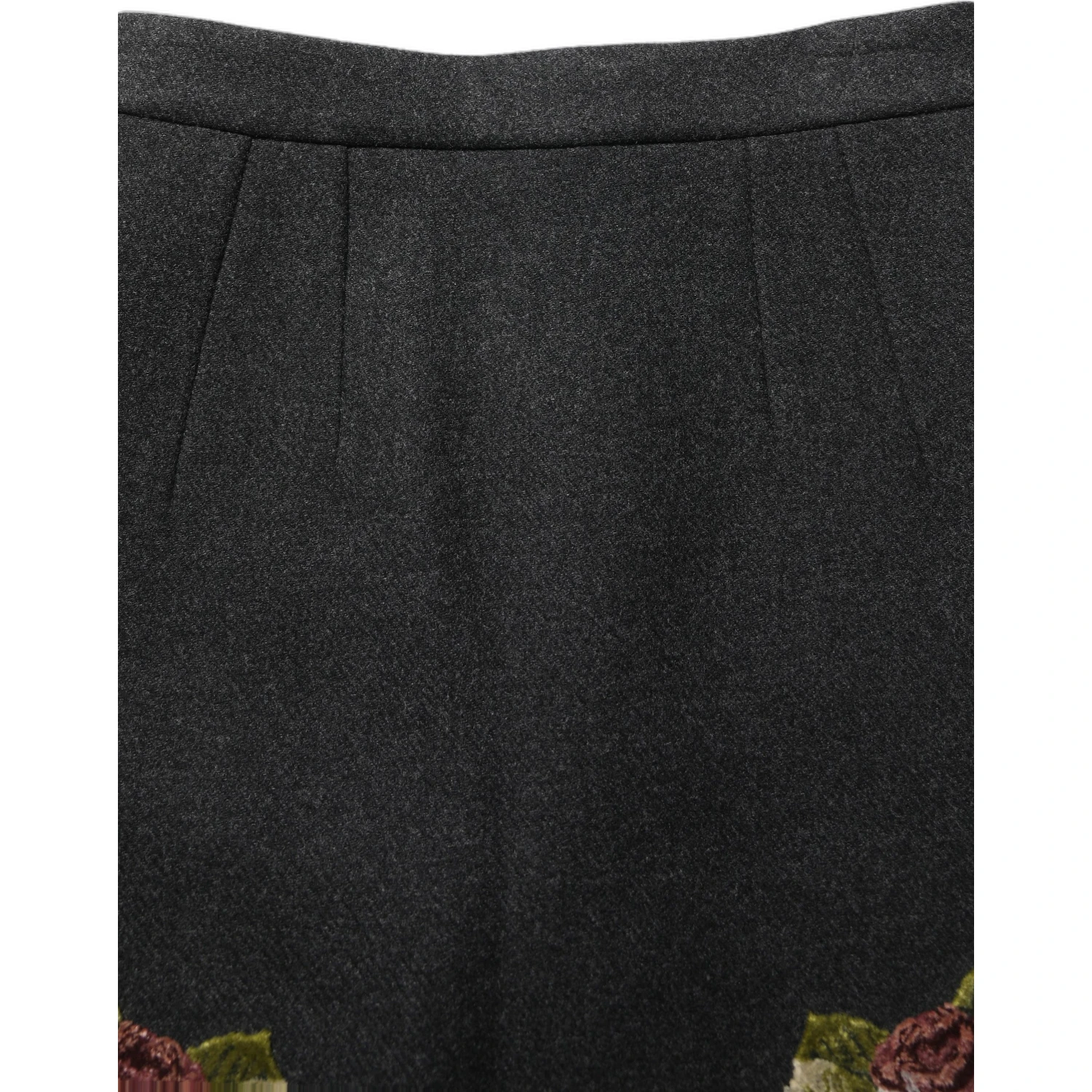 Black Floral Macramé High Waist A-line Skirt