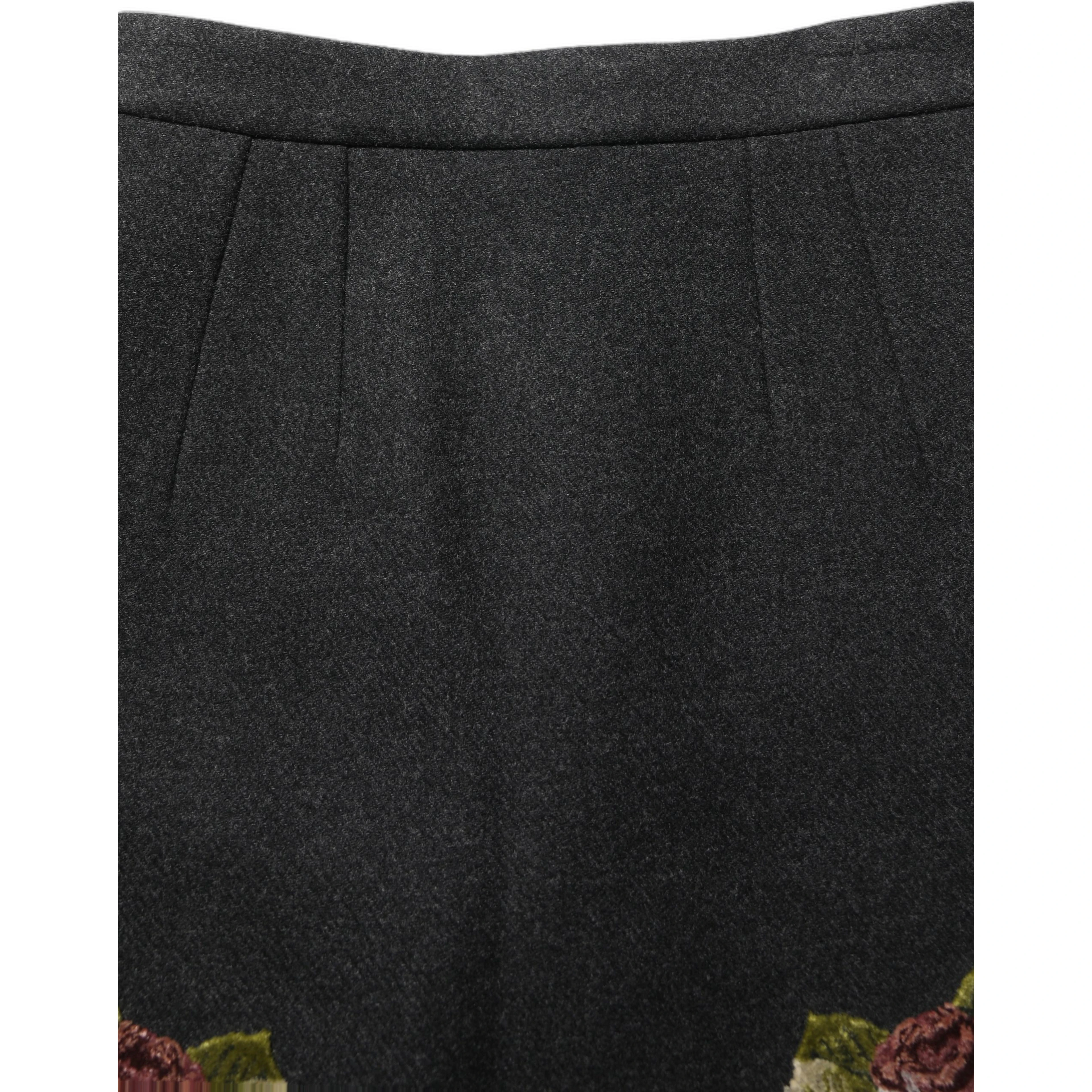 Black Floral Macramé High Waist A-line Skirt