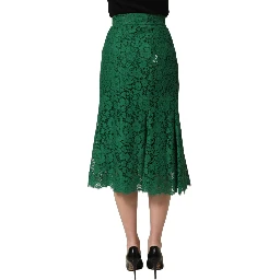 Green Lace High Waist Mermaid Midi Skirt