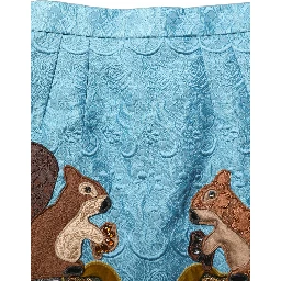 Blue Jacquard Embroidered A-line Skirt