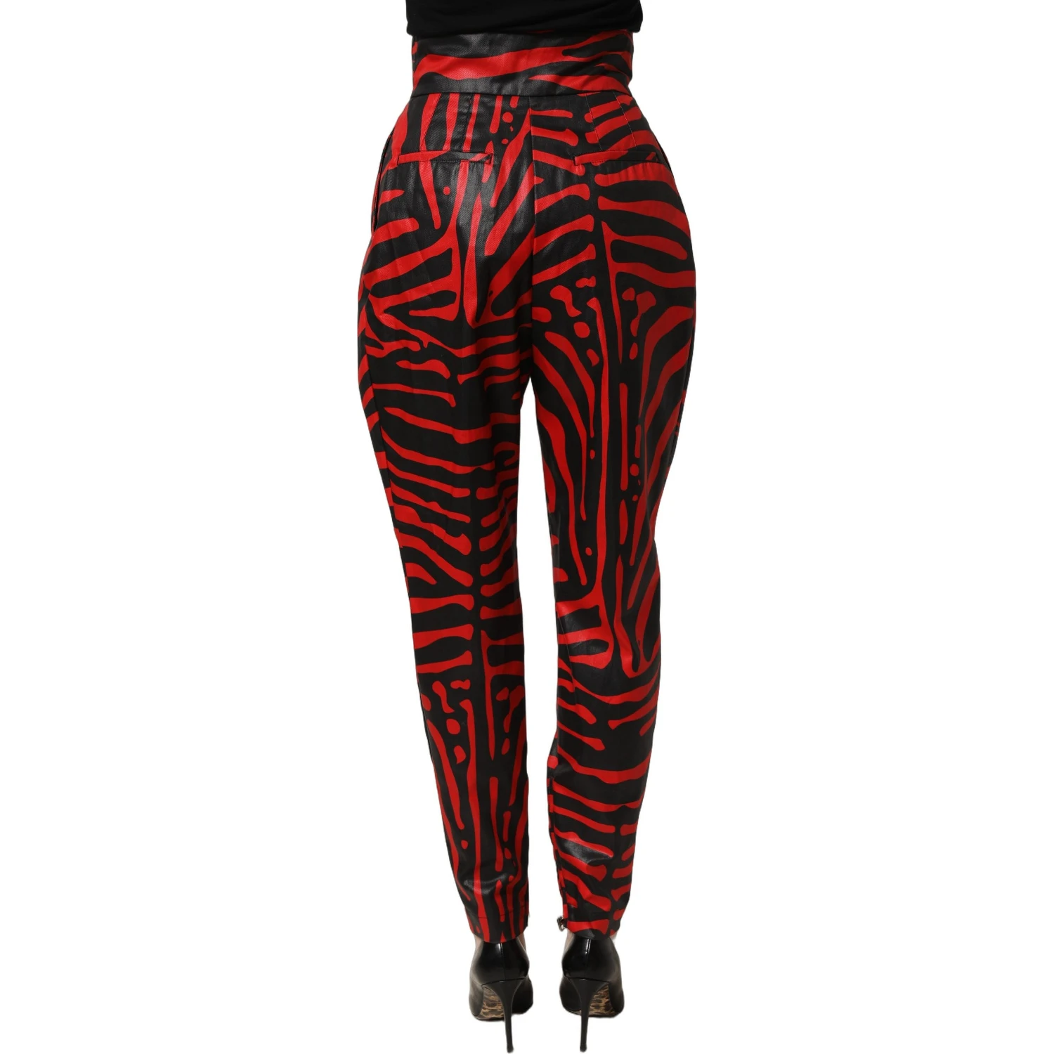 Red Black Zebra Print Cotton HighWaist Pants