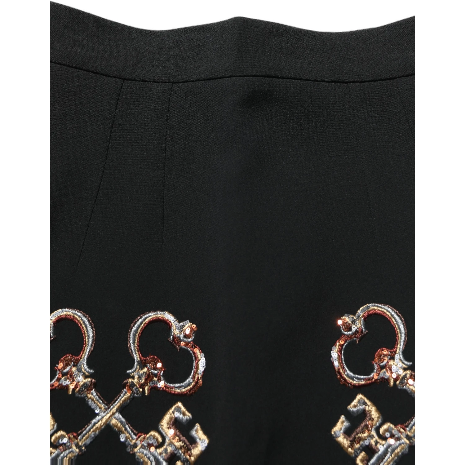 Black Floral Embellished A-line Mini Skirt