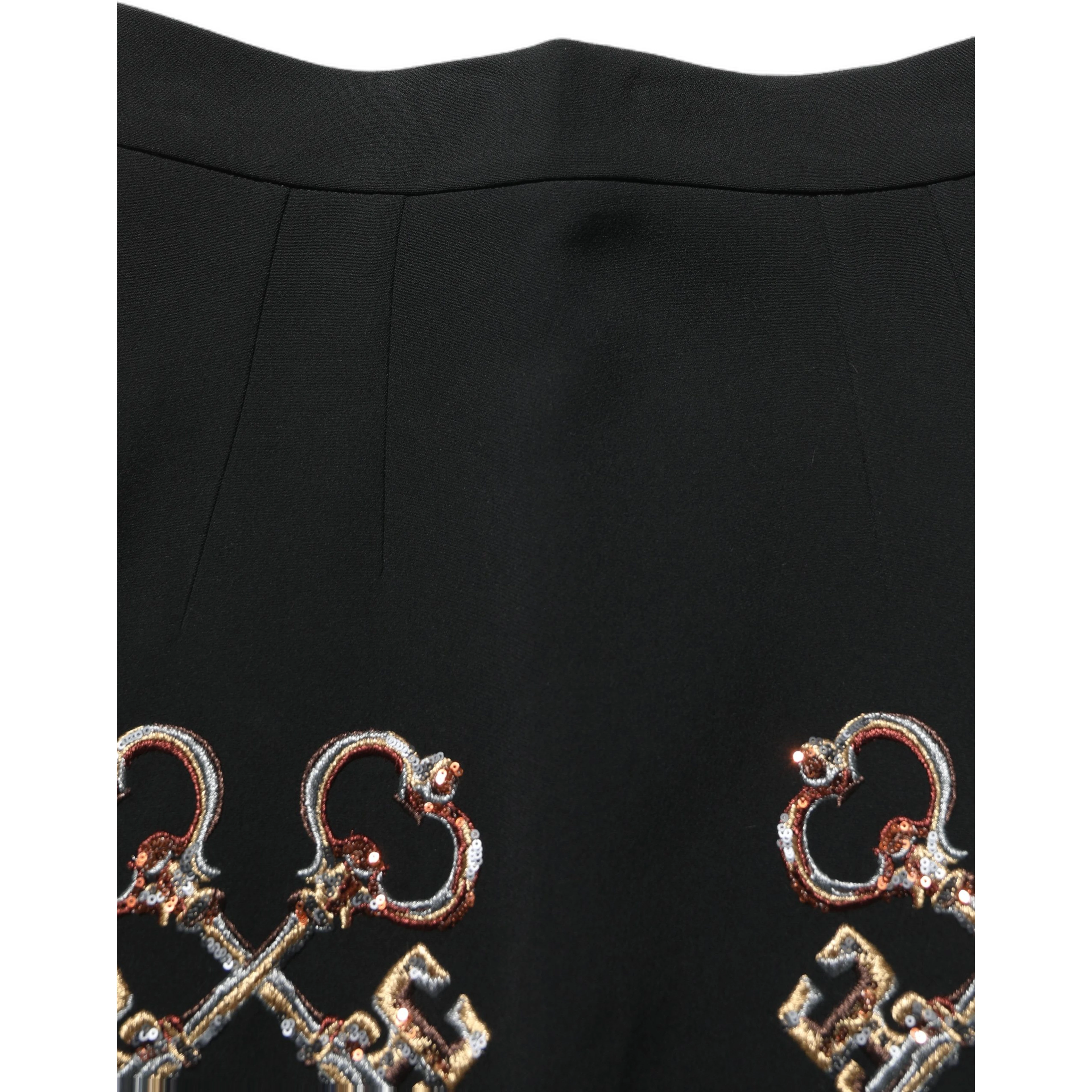 Black Floral Embellished A-line Mini Skirt