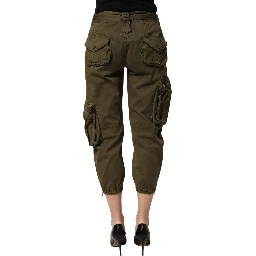 Olive Green High Waist Cargo Trouser Pants