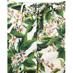White Floral Print Cropped Straight Pants