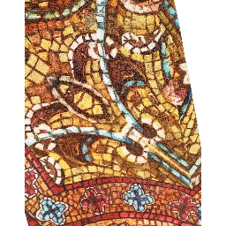 Multicolor Mosaic Print Crepe Cropped Trouser Pants