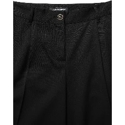 Black High Waist Straight Dress Trouser Pants