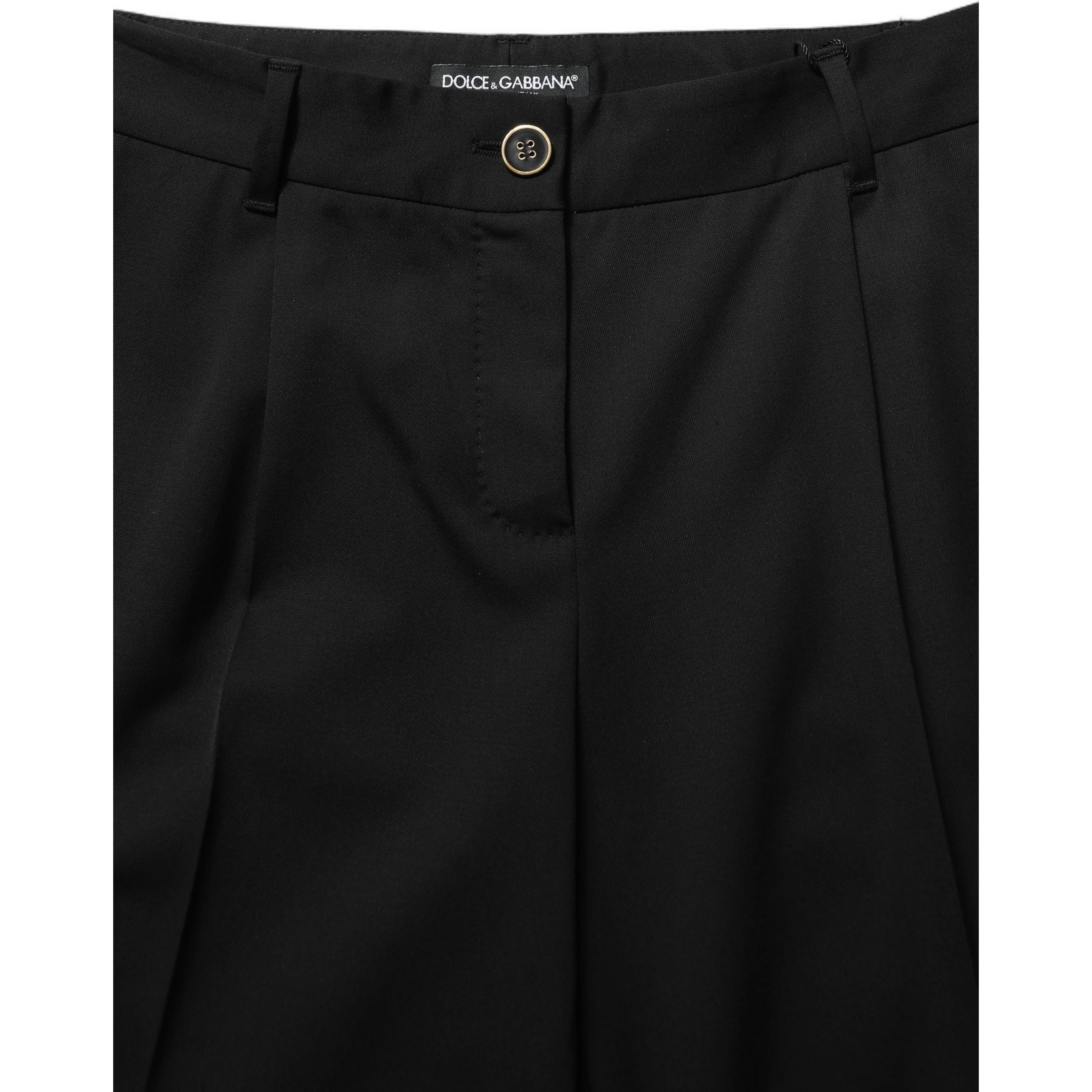 Black High Waist Straight Dress Trouser Pants