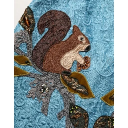 Blue Jacquard Embroidered A-line Skirt