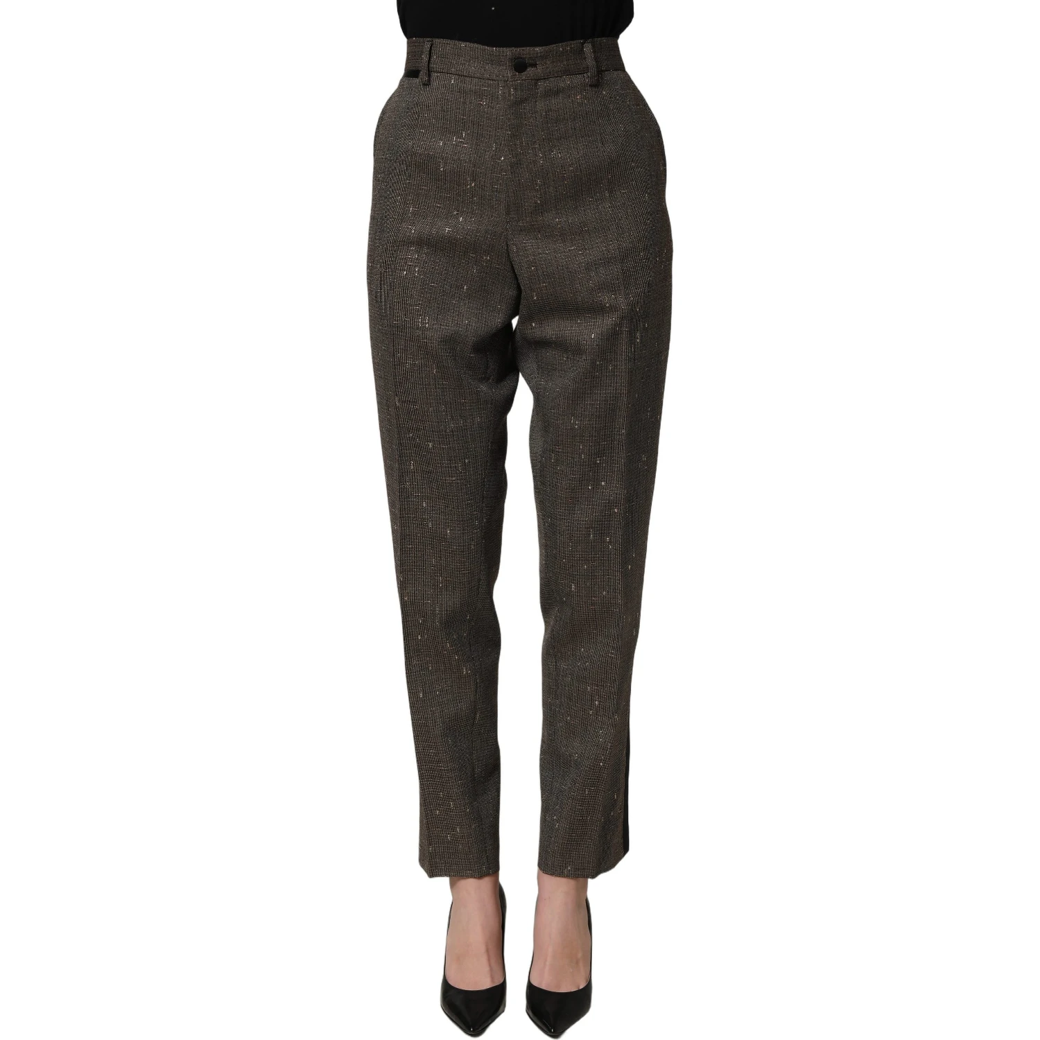 Dark Brown HighWaist Tapered Trouser Pants