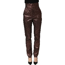 Metallic Brown High Waist Tapered Leg Pants
