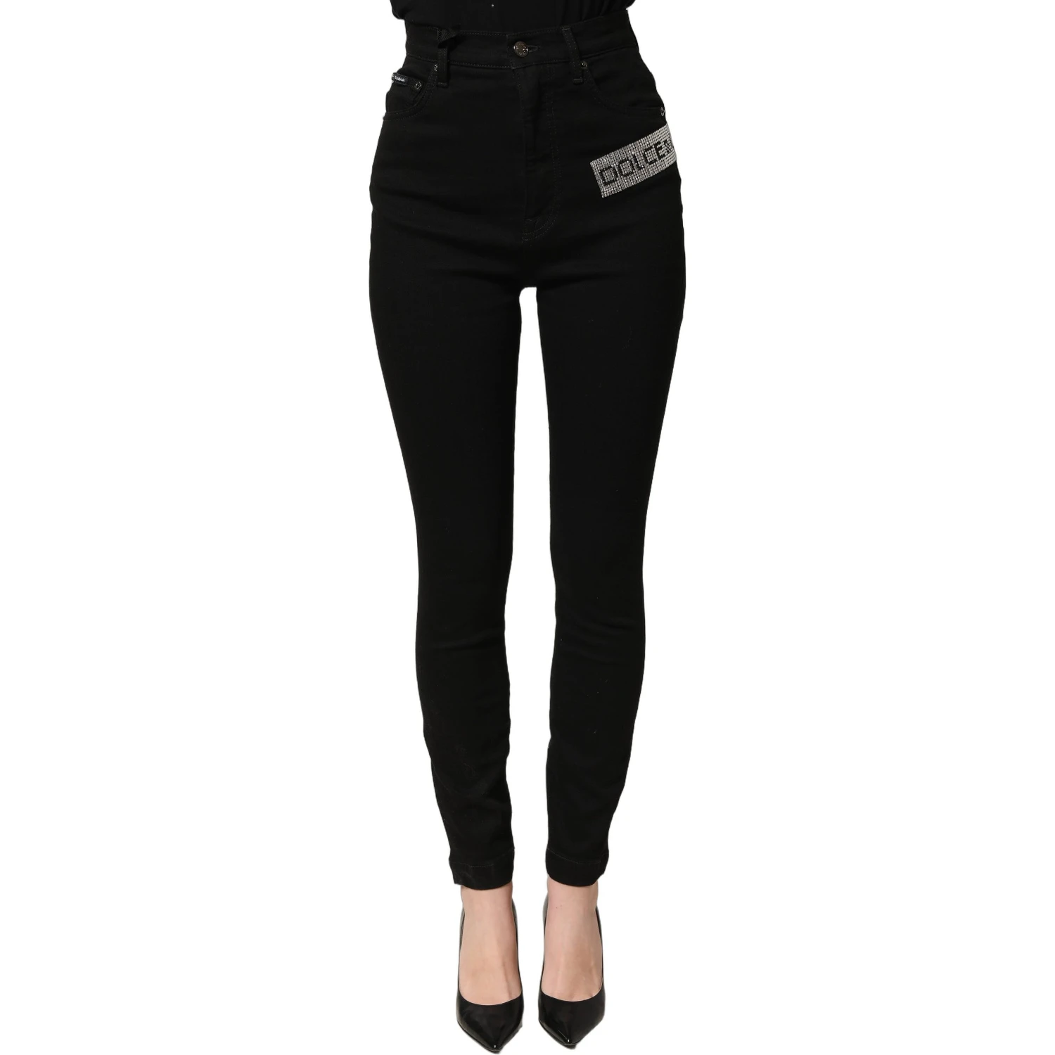 Black Grace Rhinestone HighWaist Denim Jeans