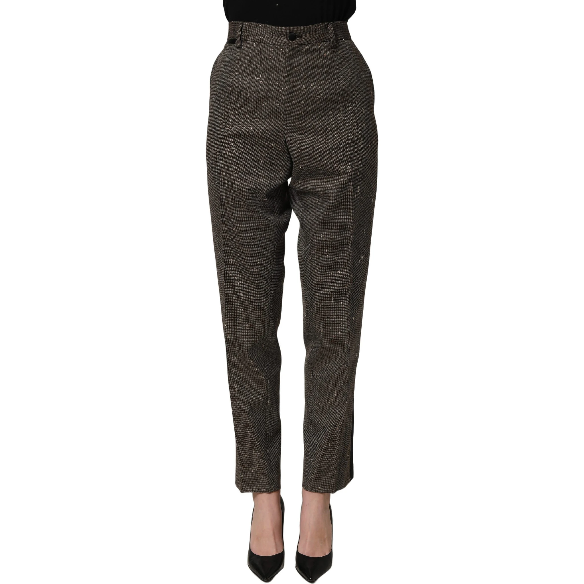 Dark Brown HighWaist Tapered Trouser Pants
