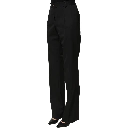 Black High Waist Straight Dress Trouser Pants
