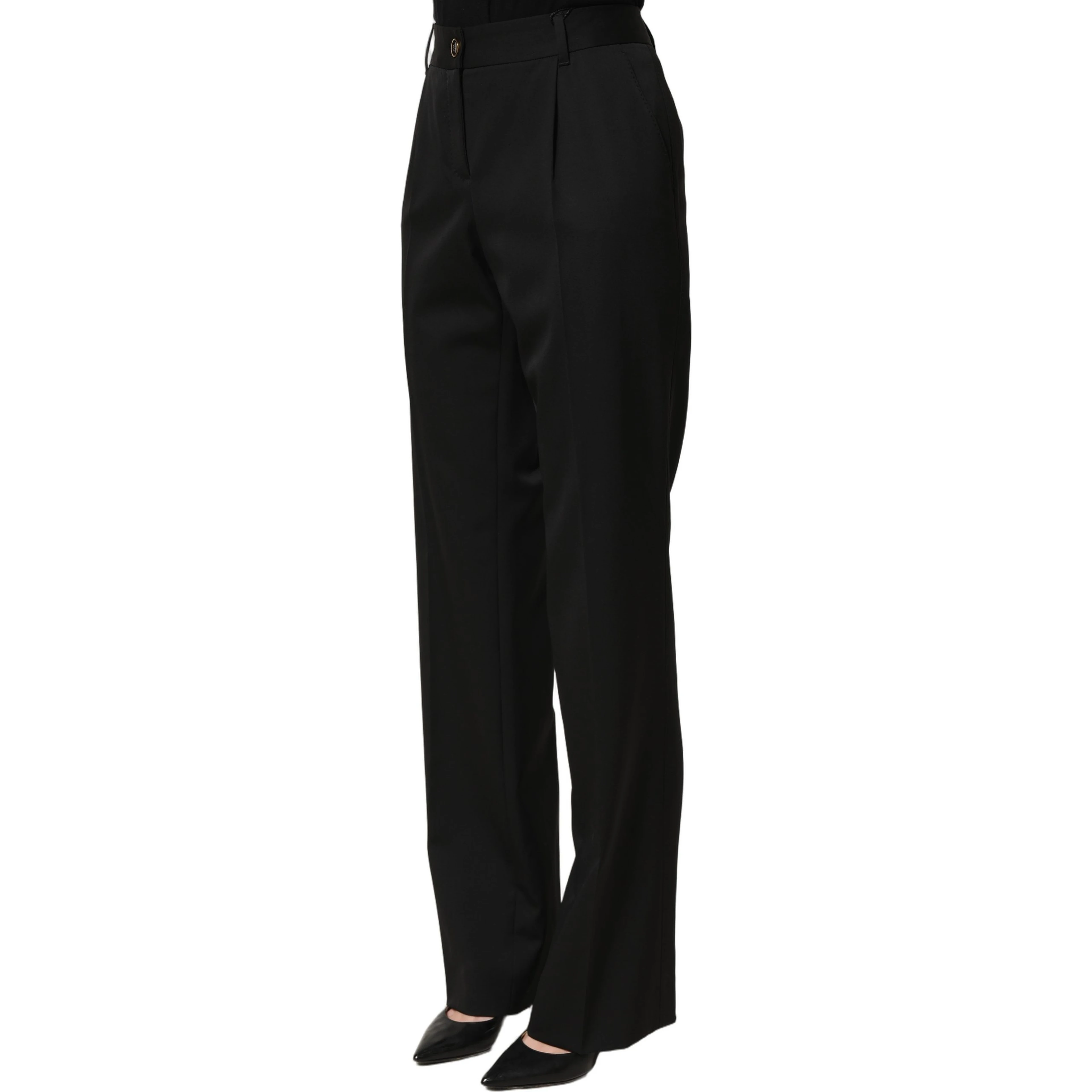 Black High Waist Straight Dress Trouser Pants