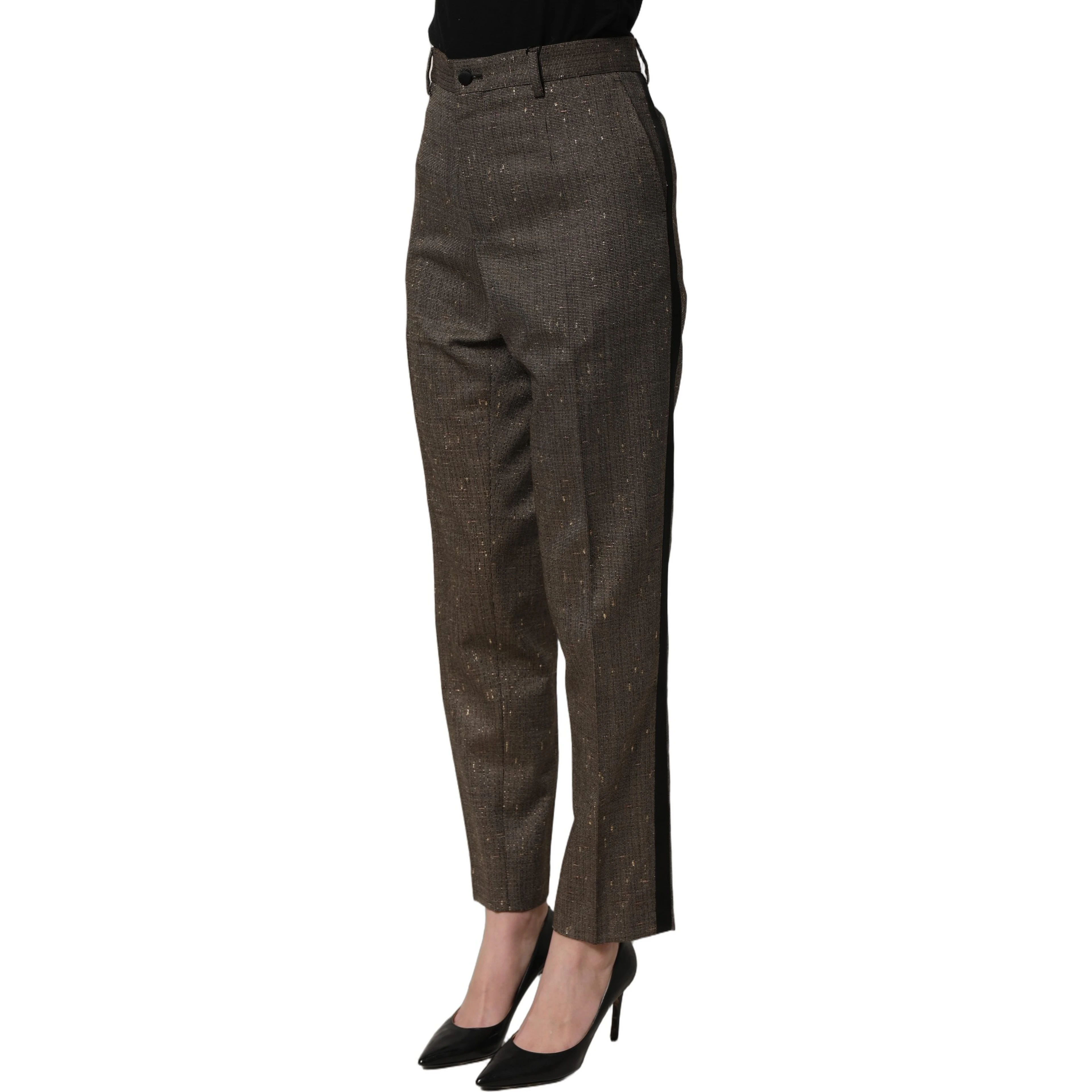 Dark Brown HighWaist Tapered Trouser Pants