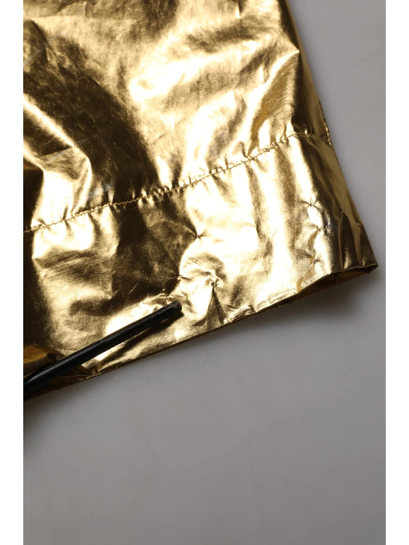 Metallic Gold High Waist Pleated Tapered Pants
