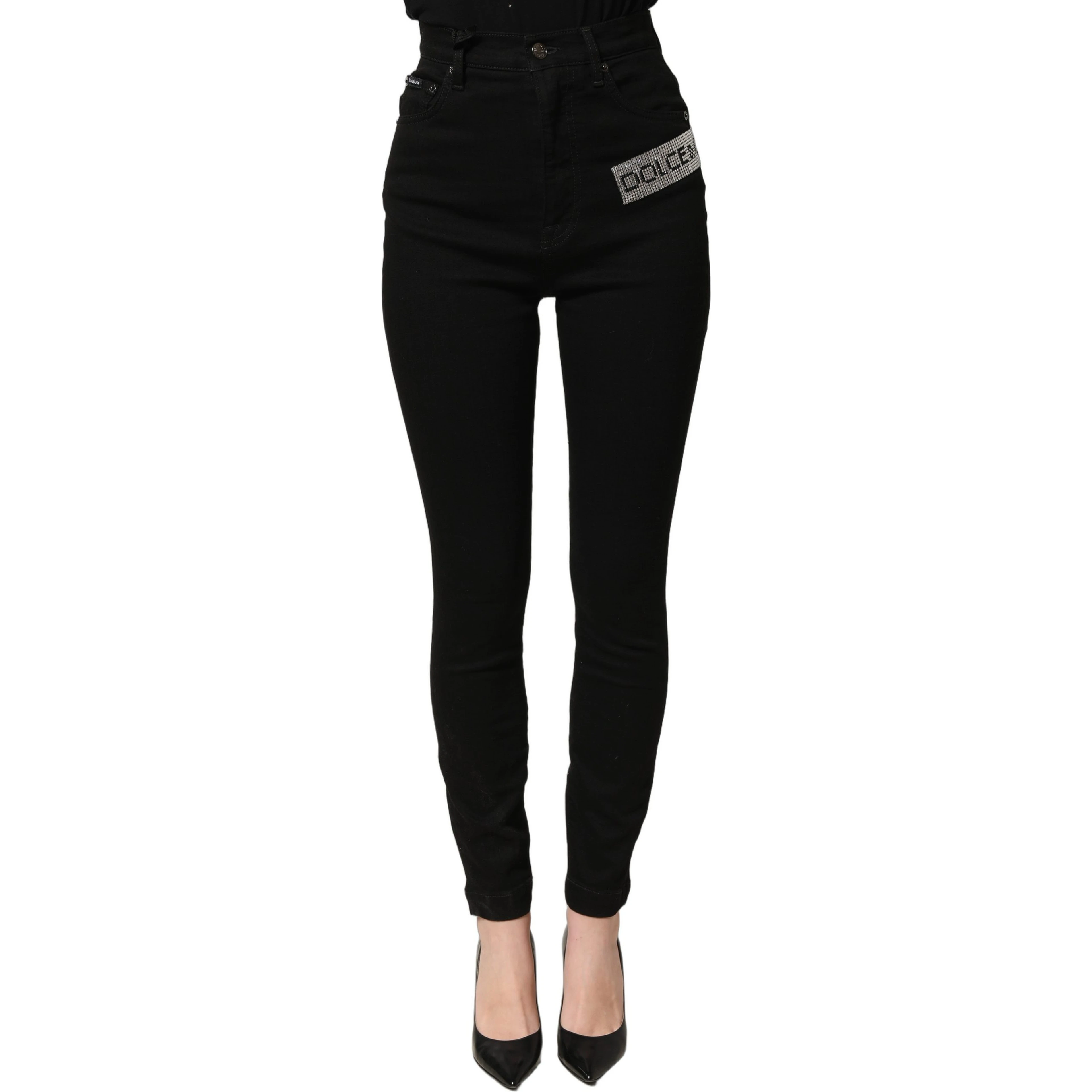 Black Grace Rhinestone HighWaist Denim Jeans