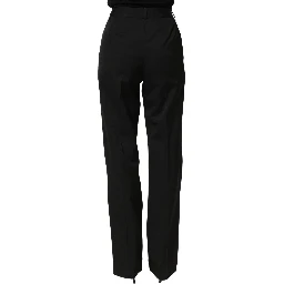 Black High Waist Straight Dress Trouser Pants