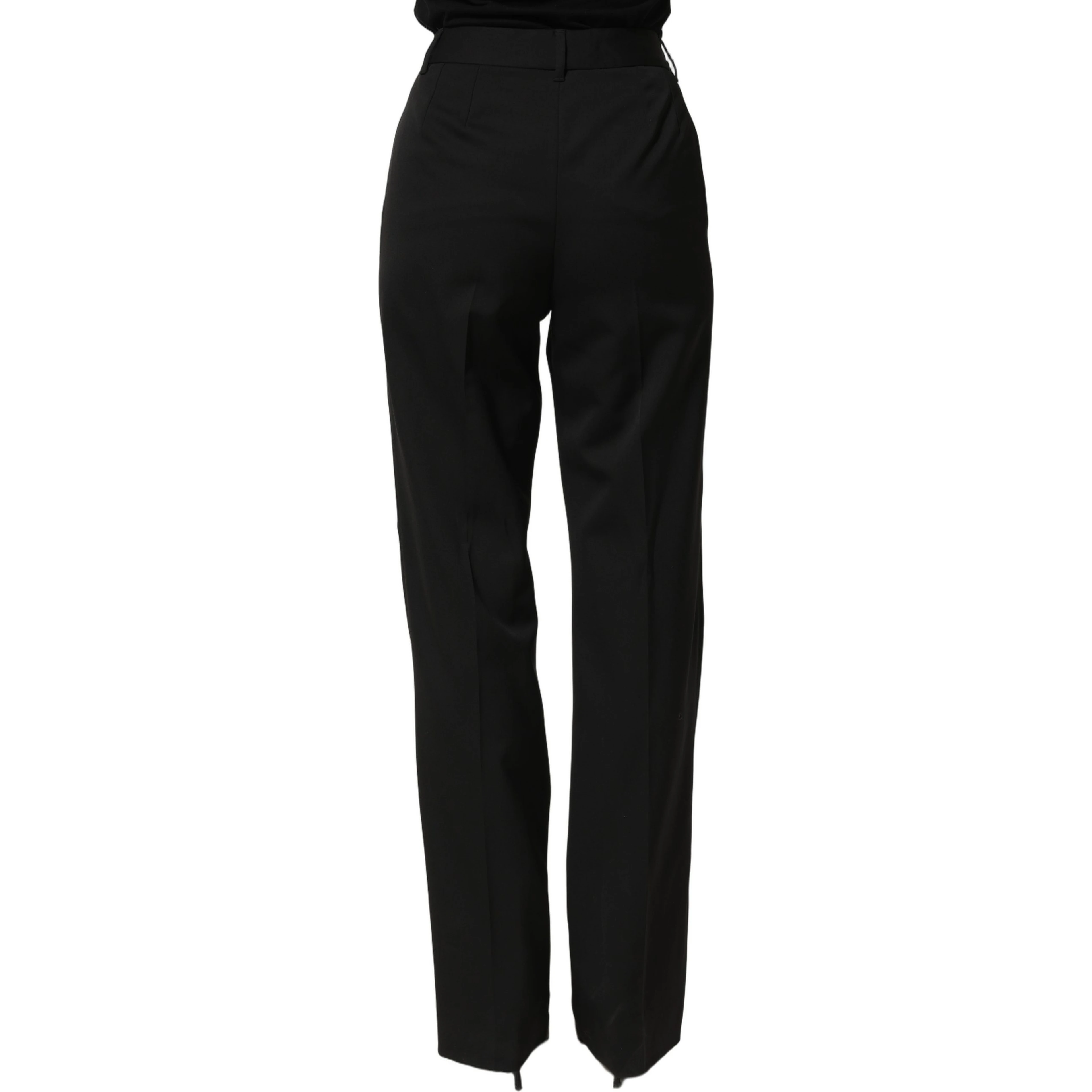 Black High Waist Straight Dress Trouser Pants