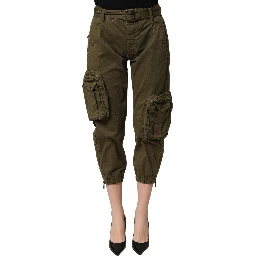 Olive Green High Waist Cargo Trouser Pants