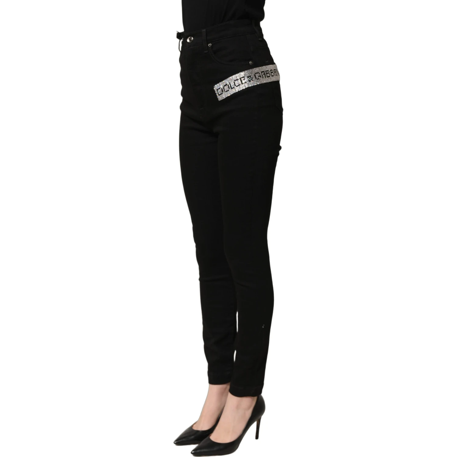 Black Grace Rhinestone HighWaist Denim Jeans