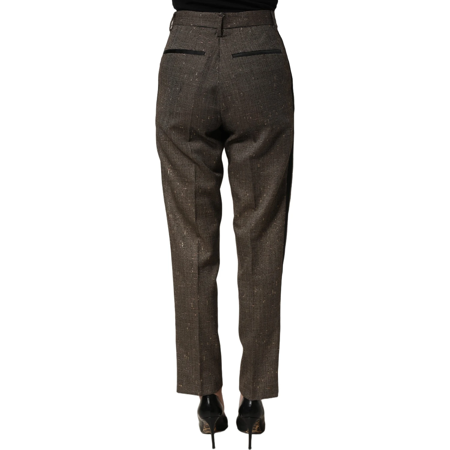 Dark Brown HighWaist Tapered Trouser Pants