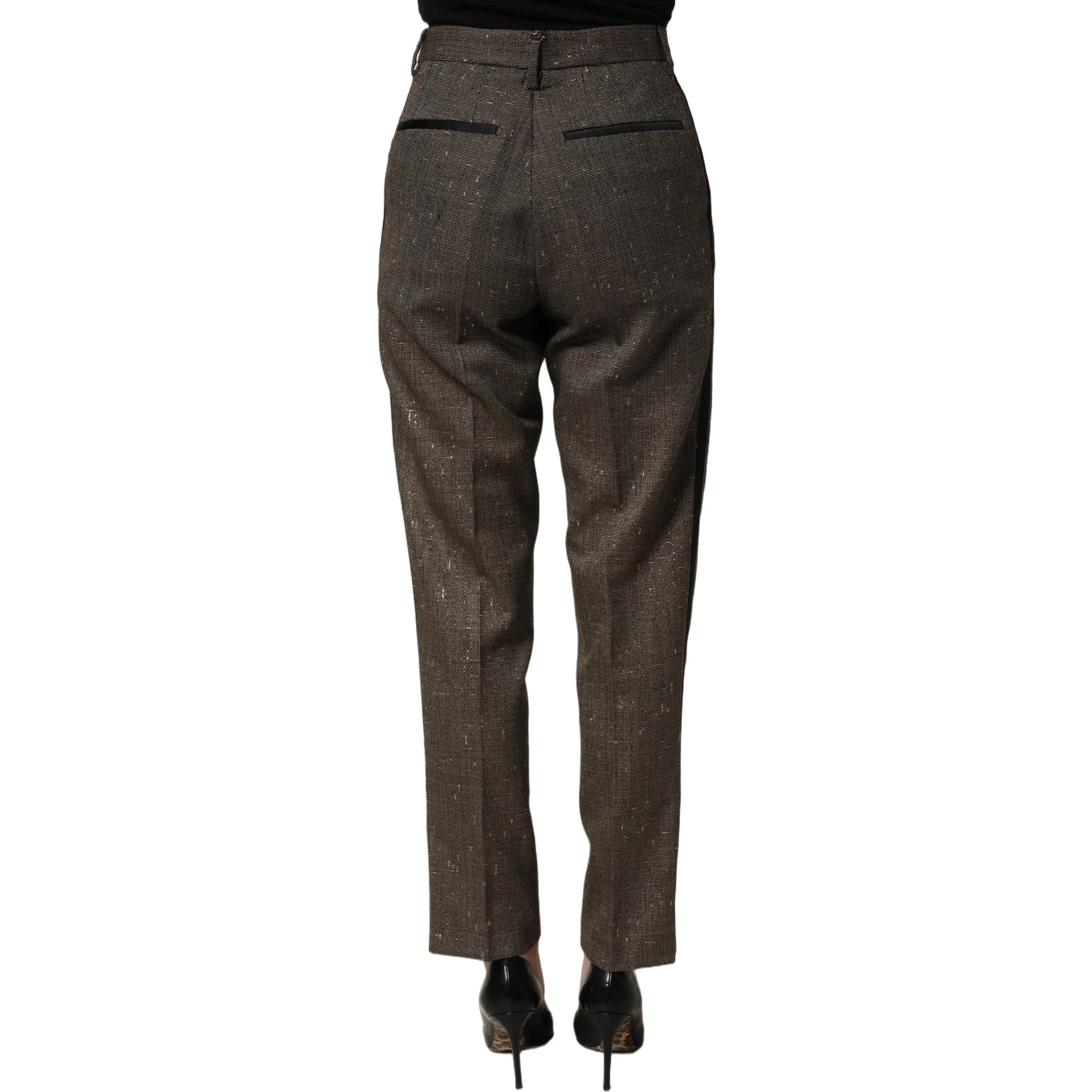 Dark Brown HighWaist Tapered Trouser Pants
