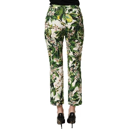 White Floral Print Cropped Straight Pants