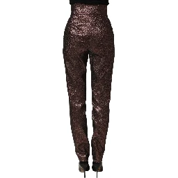 Metallic Brown High Waist Tapered Leg Pants