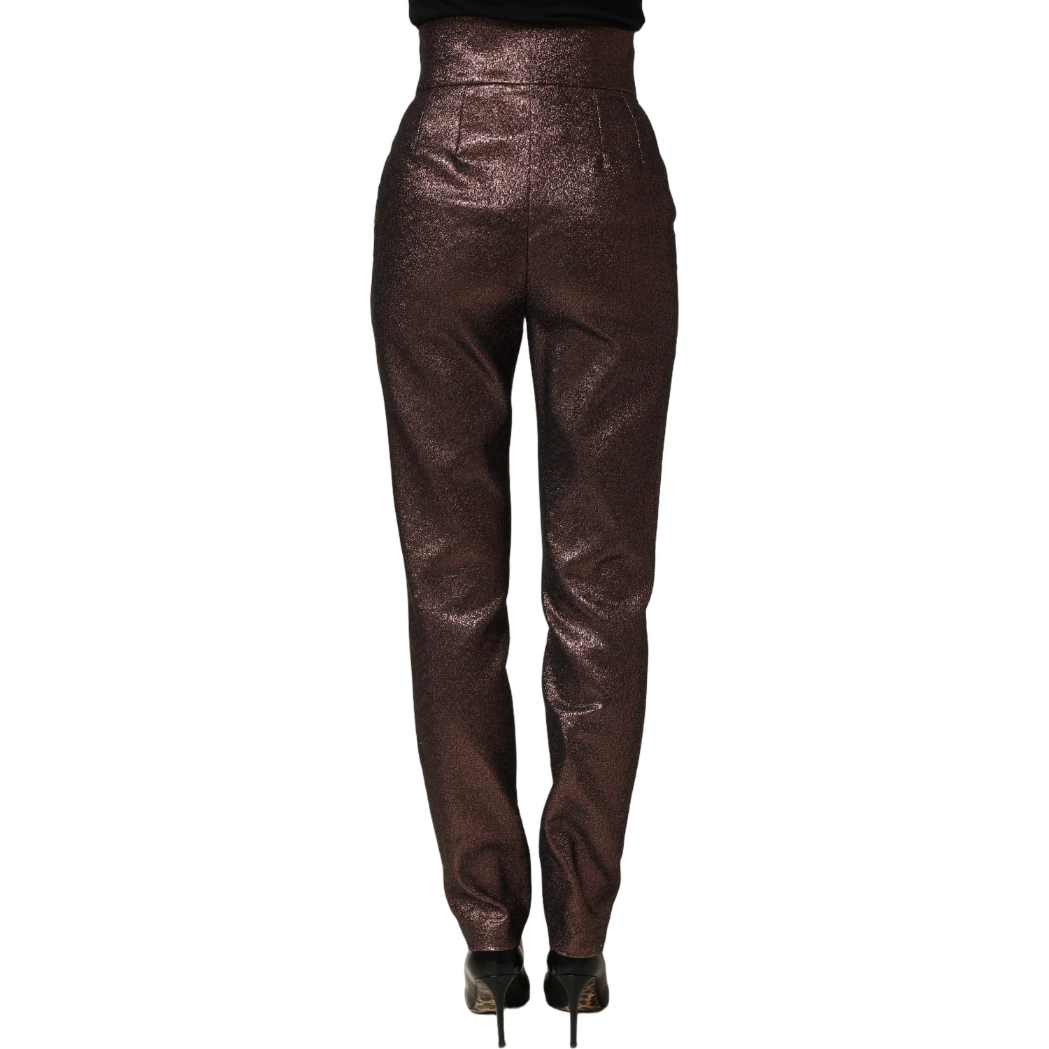Metallic Brown High Waist Tapered Leg Pants