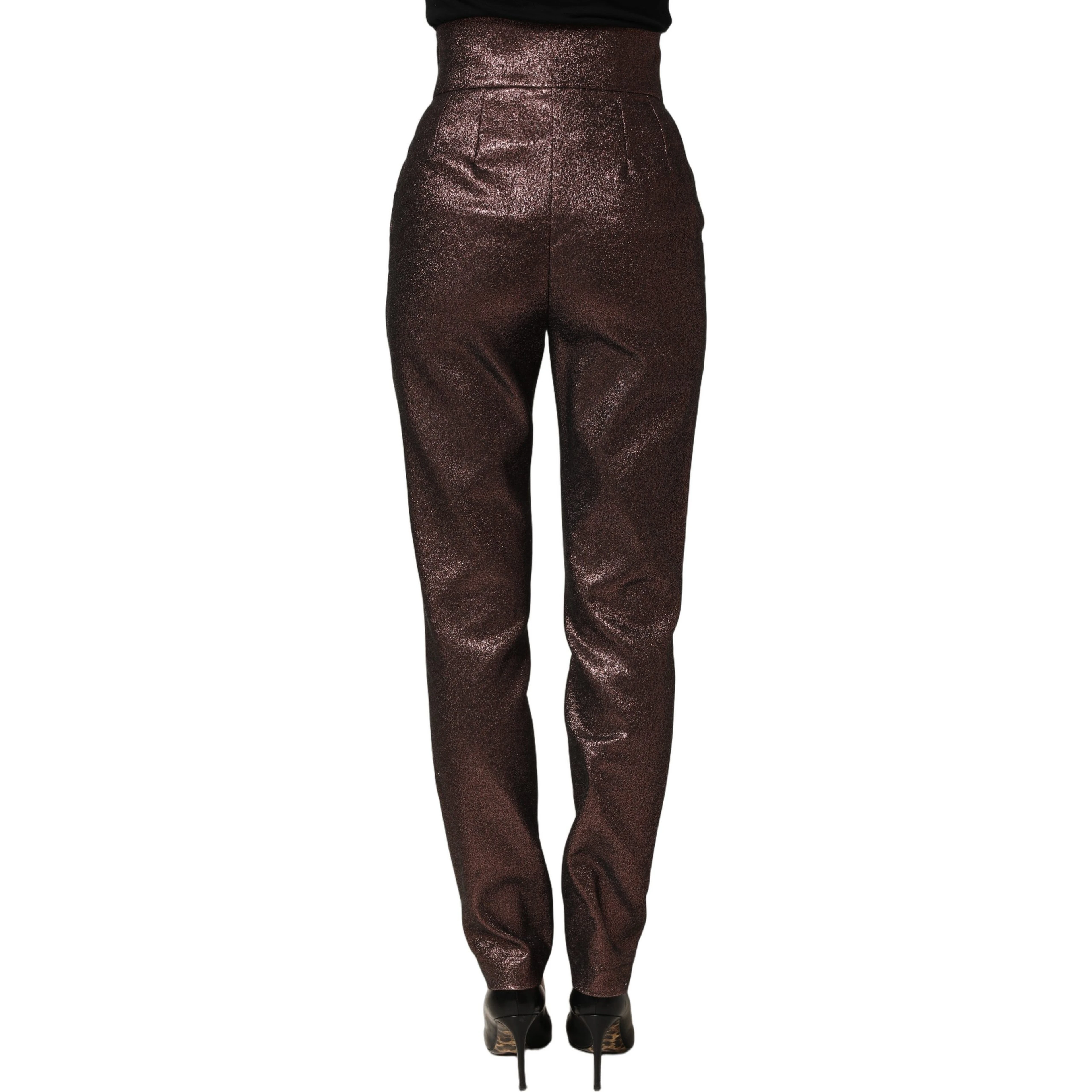 Metallic Brown High Waist Tapered Leg Pants