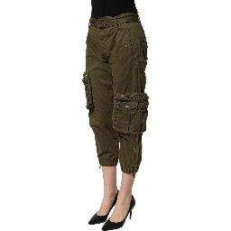 Olive Green High Waist Cargo Trouser Pants