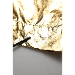Metallic Gold High Waist Pleated Tapered Pants