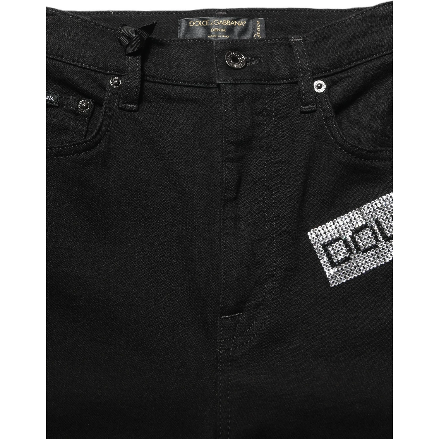 Black Grace Rhinestone HighWaist Denim Jeans