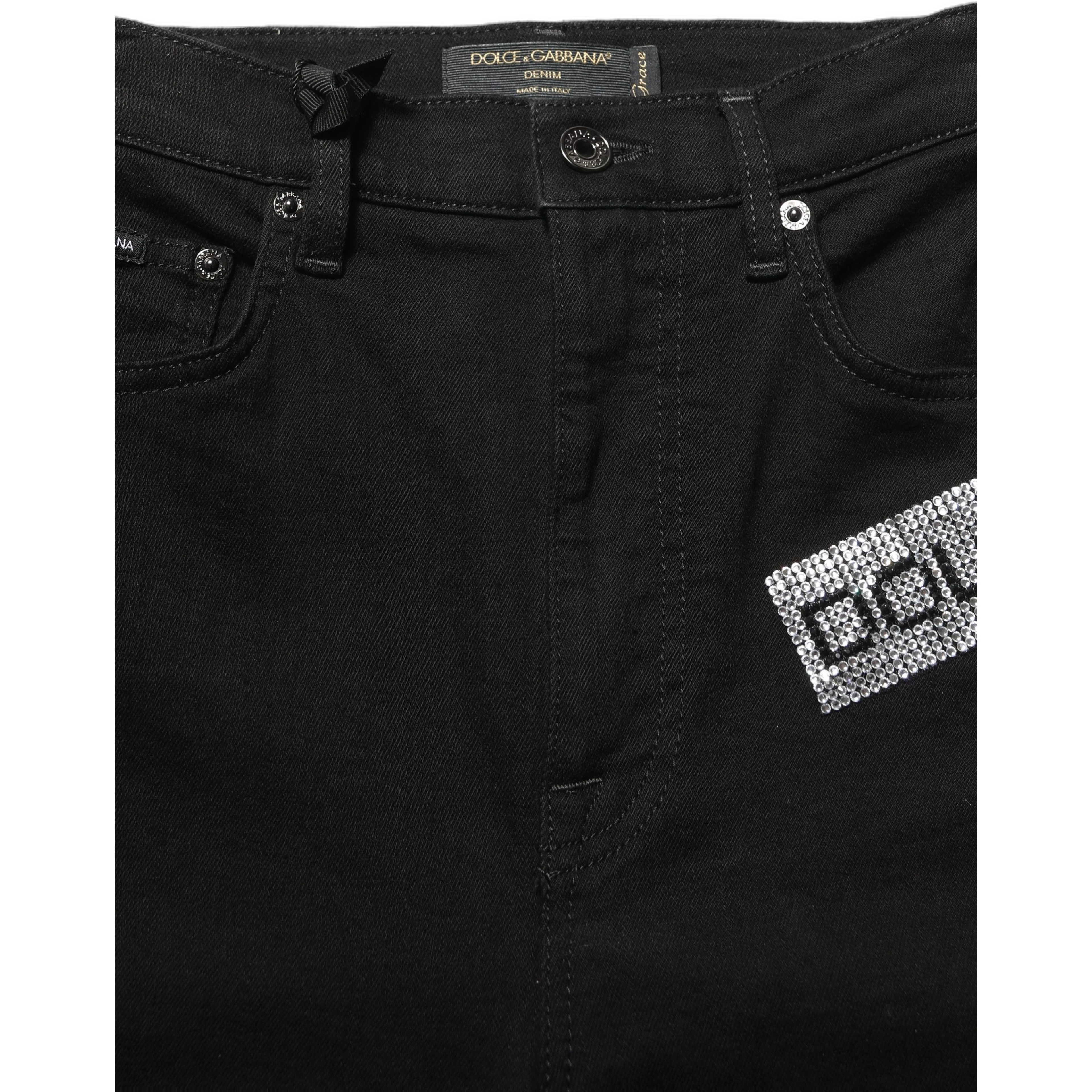 Black Grace Rhinestone HighWaist Denim Jeans