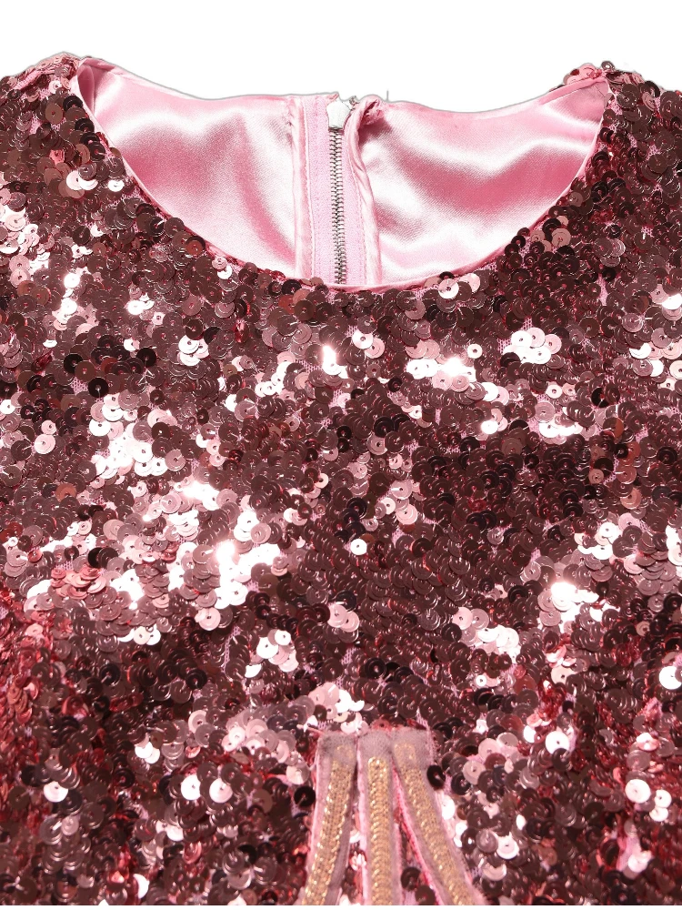 Pink Long Sequined Corset Detailing Gown Dress