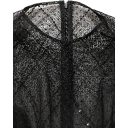 Black Mesh Lace Long Sleeved Maxi Gown Dress