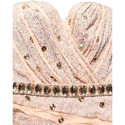 Nude Embellished Strapless Evening Gown Dress