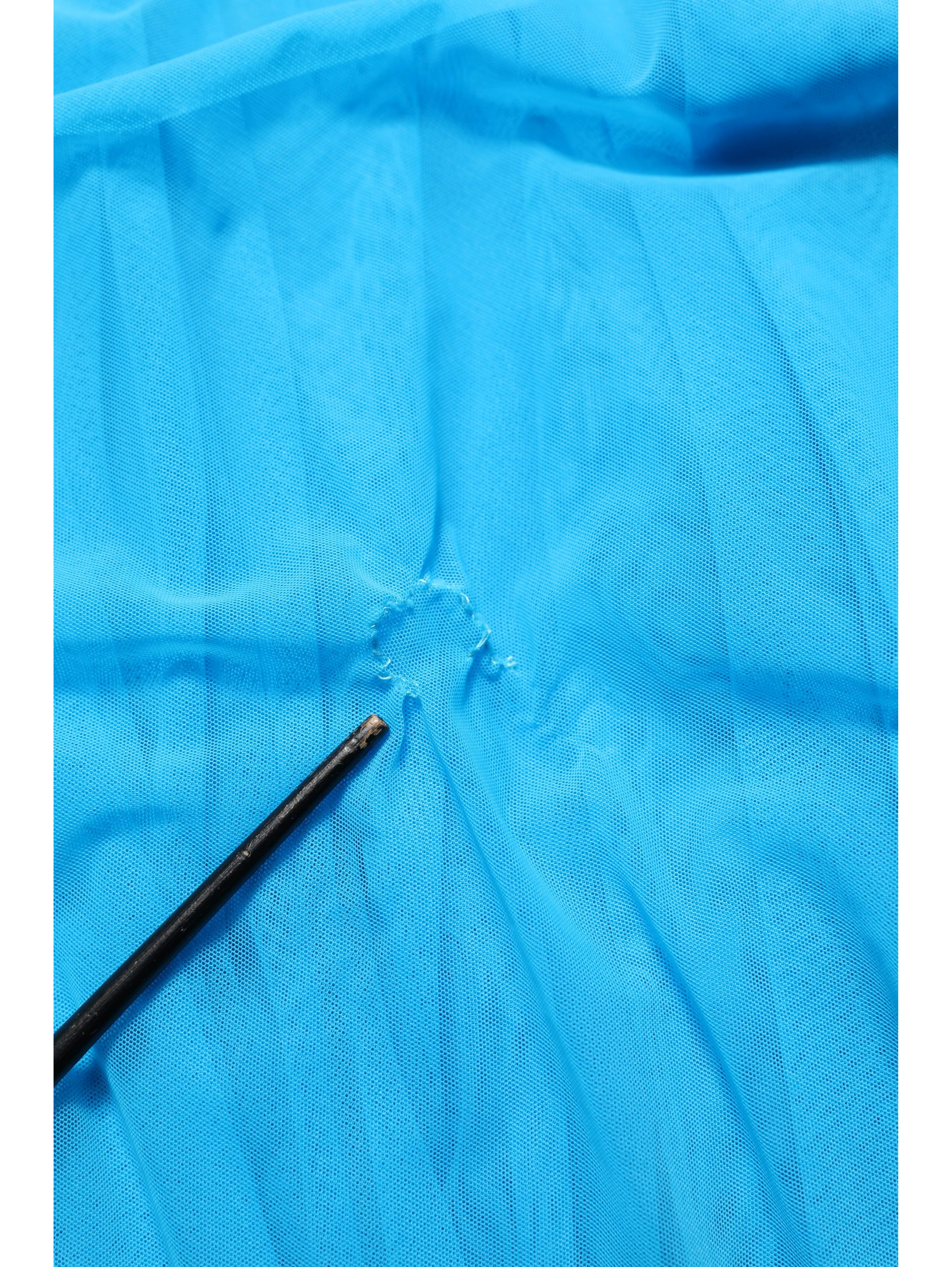 Blue Nylon Pleated Chiffon CutOut Gown Dress