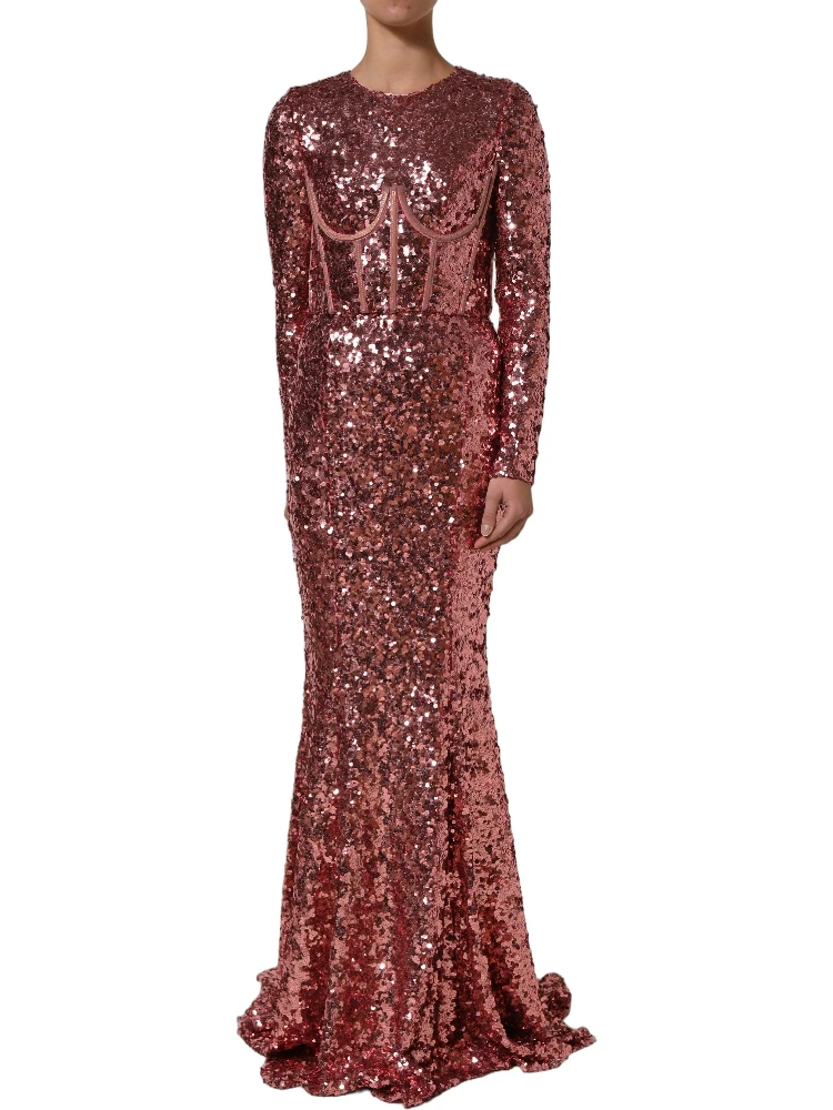 Pink Long Sequined Corset Detailing Gown Dress alternative