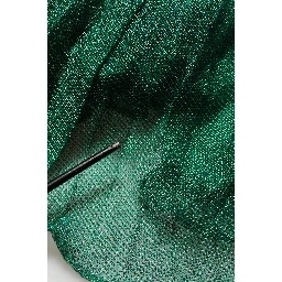 Metallic Green Sleeveless Plissé Gown Dress