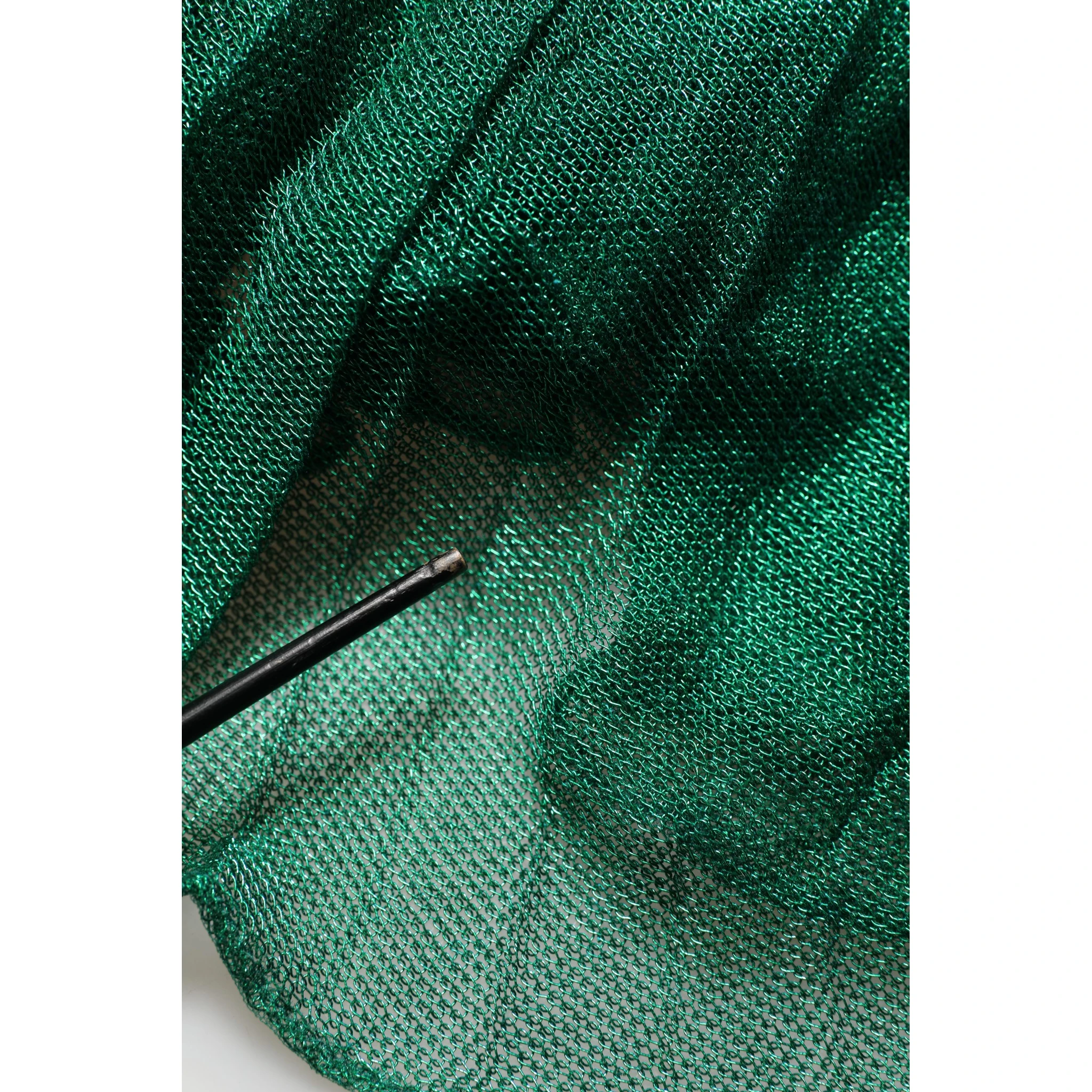Metallic Green Sleeveless Plissé Gown Dress