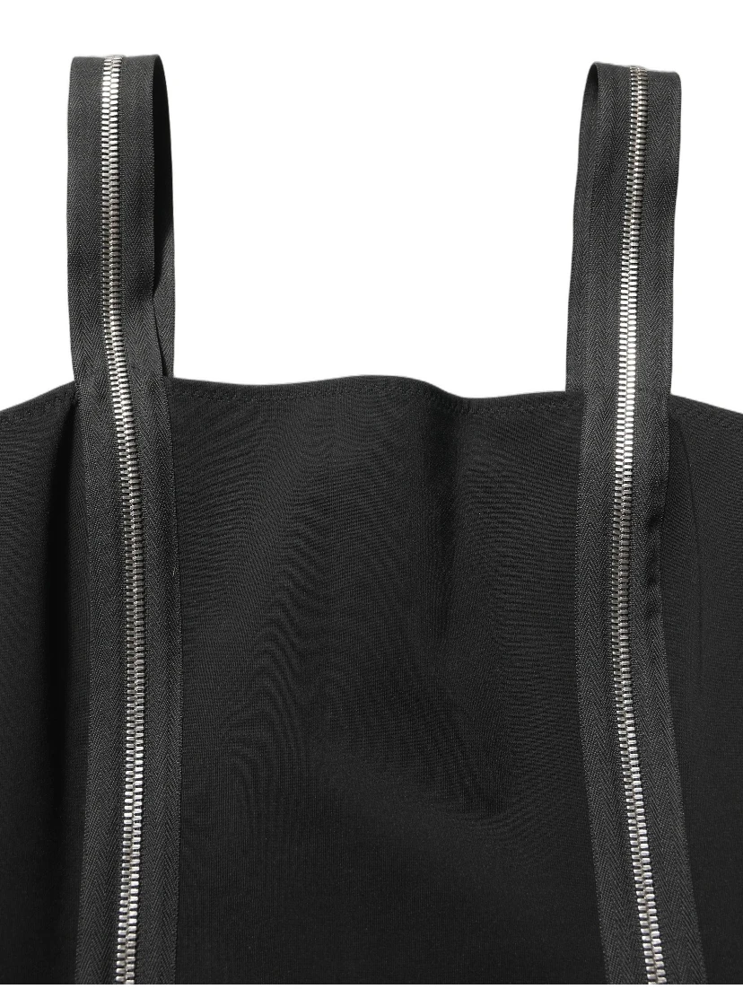 Black Sleeveless Front Zipper Midi Dress