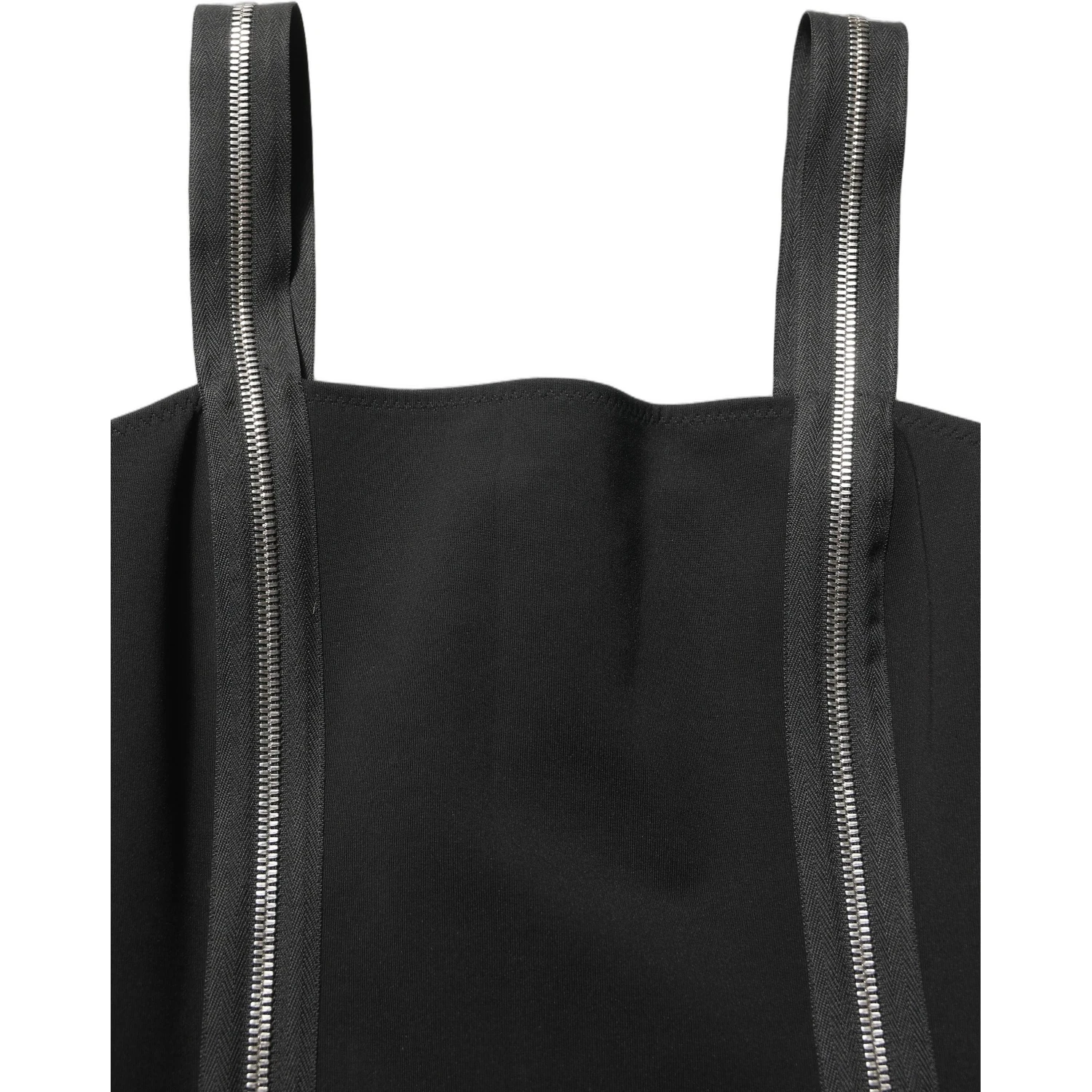 Black Sleeveless Front Zipper Midi Dress