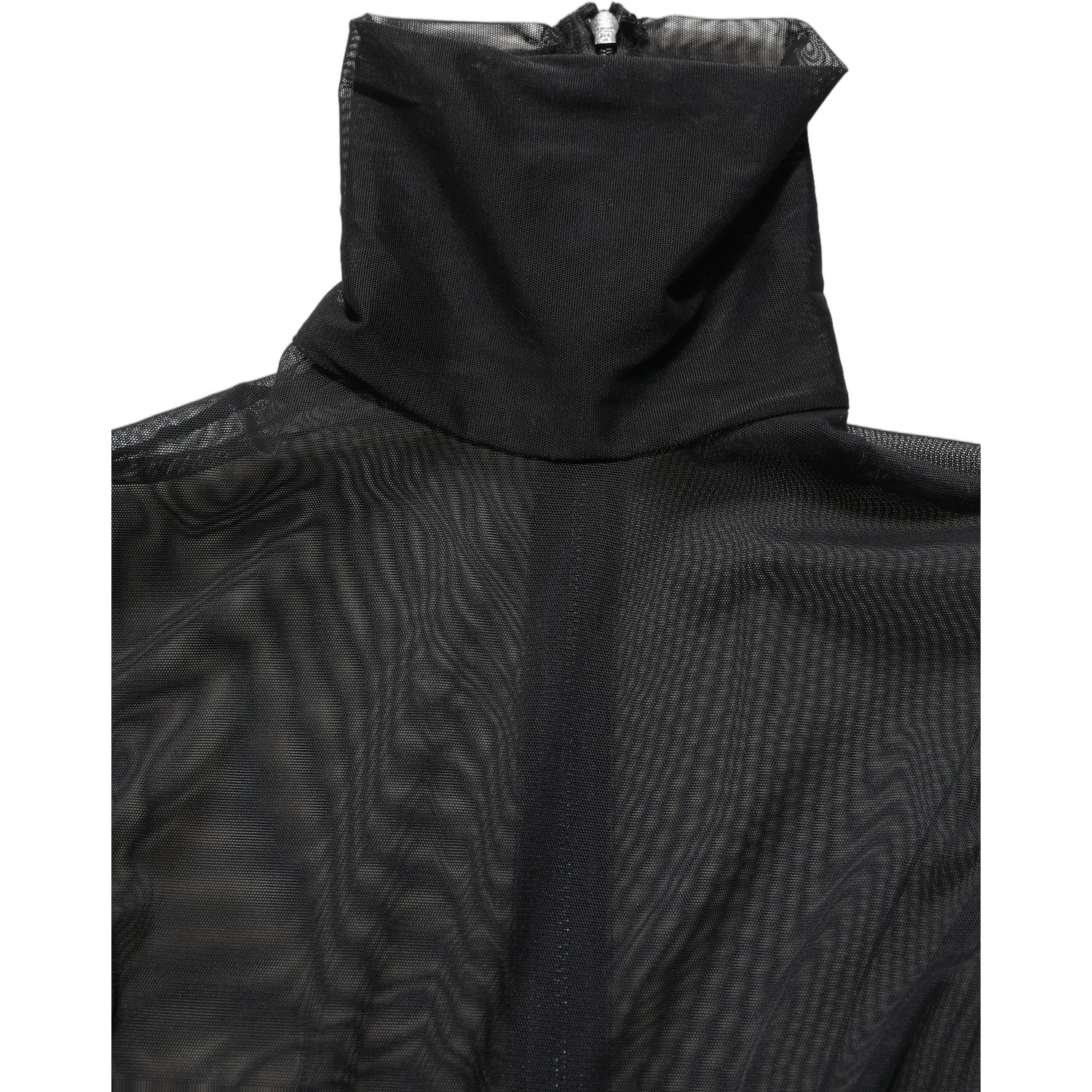 Black Sheer Mesh Jumpsuit Turtleneck Dress